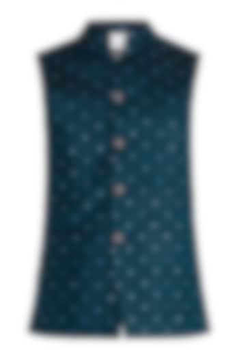 Navy Blue Bundi Jacket by Project Bandi at Pernia's Pop Up Shop