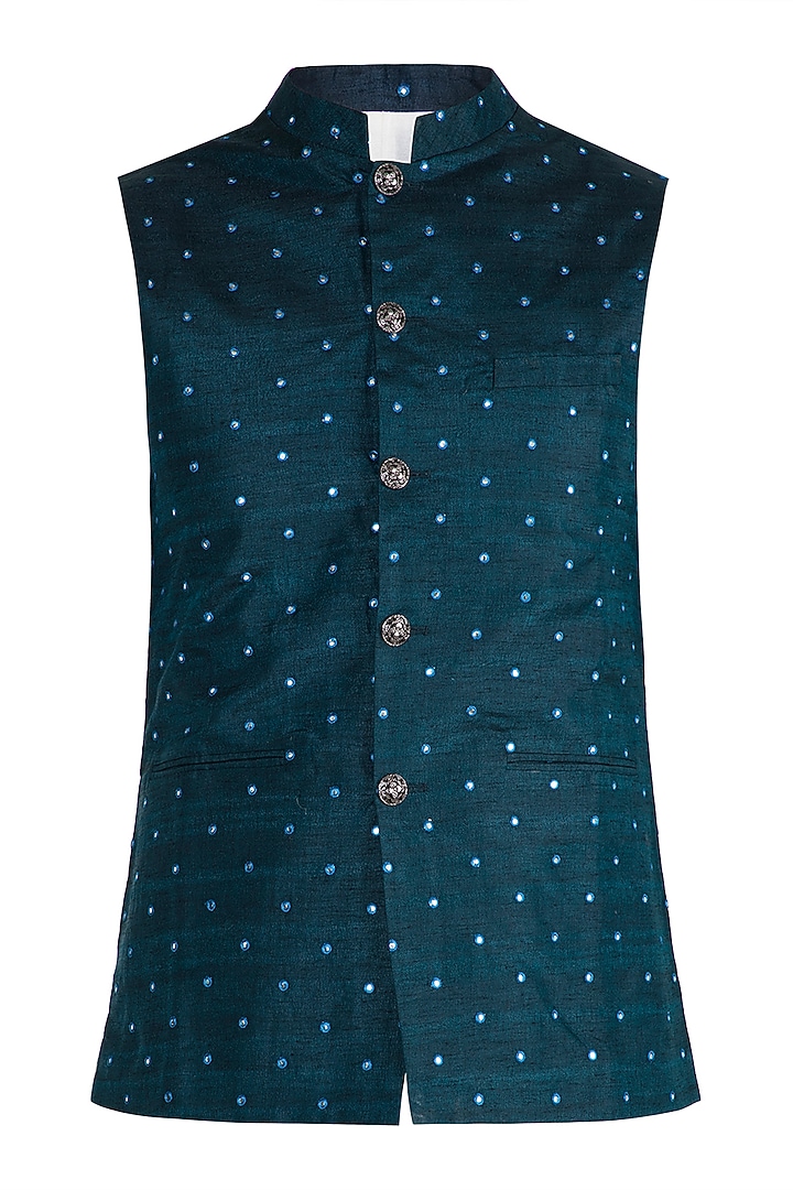 Navy Blue Bundi Jacket by Project Bandi at Pernia's Pop Up Shop