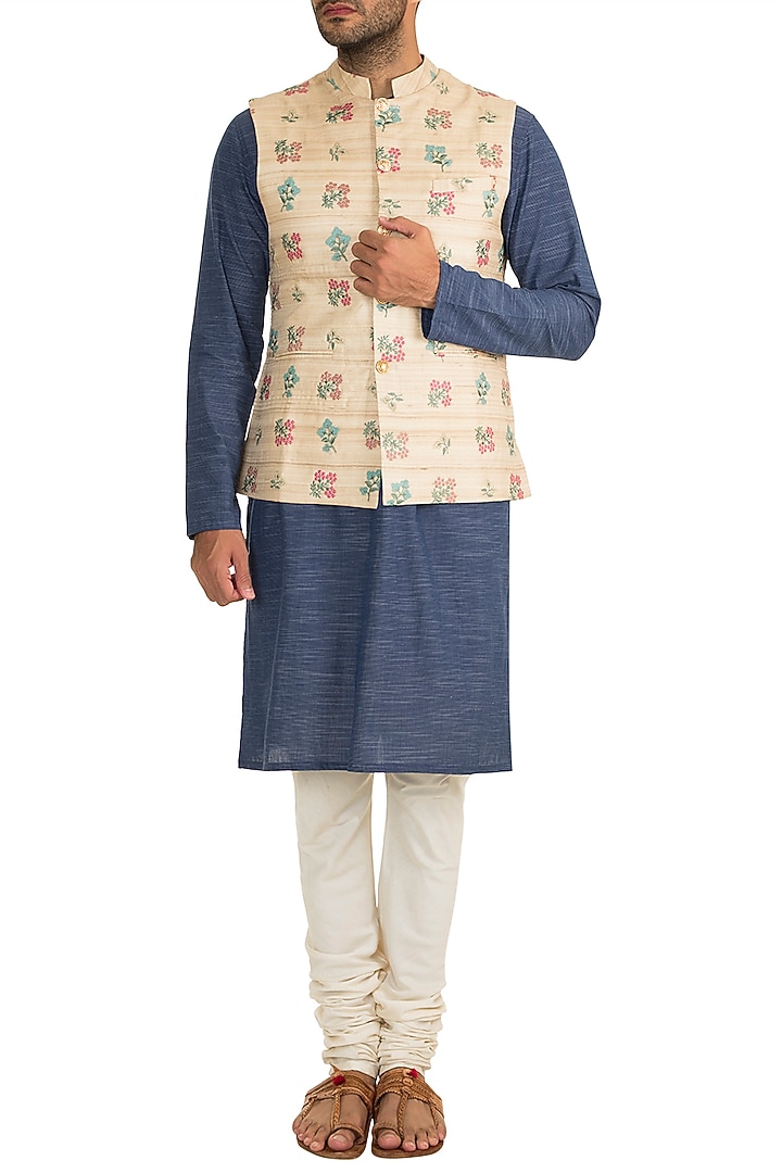 Gold & Beige Bundi Jacket by Project Bandi at Pernia's Pop Up Shop