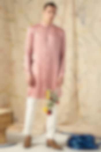 Pink Printed Kurta Set With Bundi Jacket by Project Bandi at Pernia's Pop Up Shop