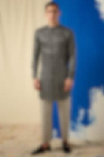 Black & Grey Printed Kurta Set by Project Bandi at Pernia's Pop Up Shop