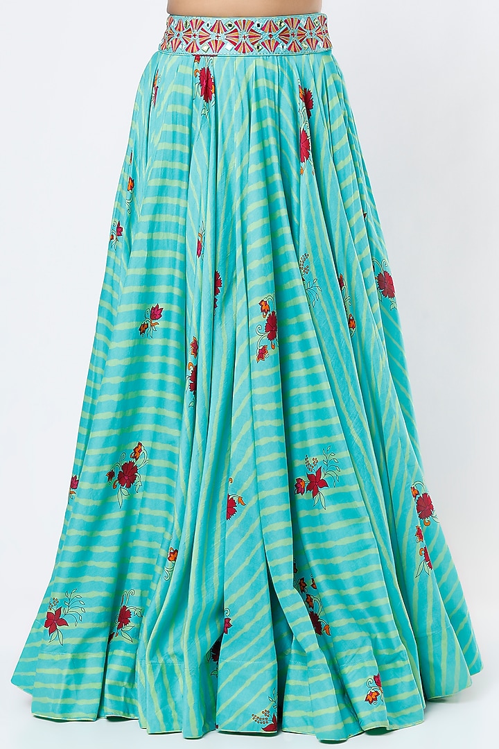 Turquoise Embroidered Wedding Lehenga Set by Punit Balana at Pernia's Pop Up Shop