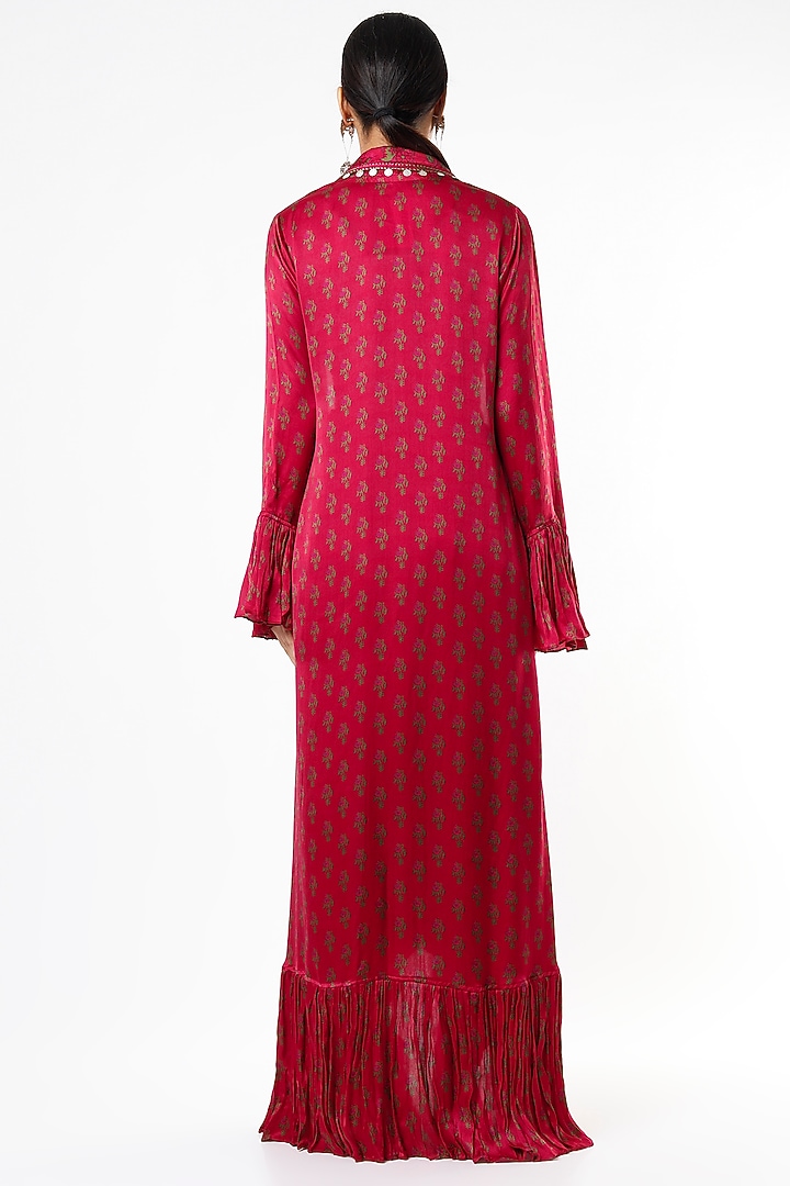 Red Cape Set With Coin Work by Punit Balana at Pernia's Pop Up Shop