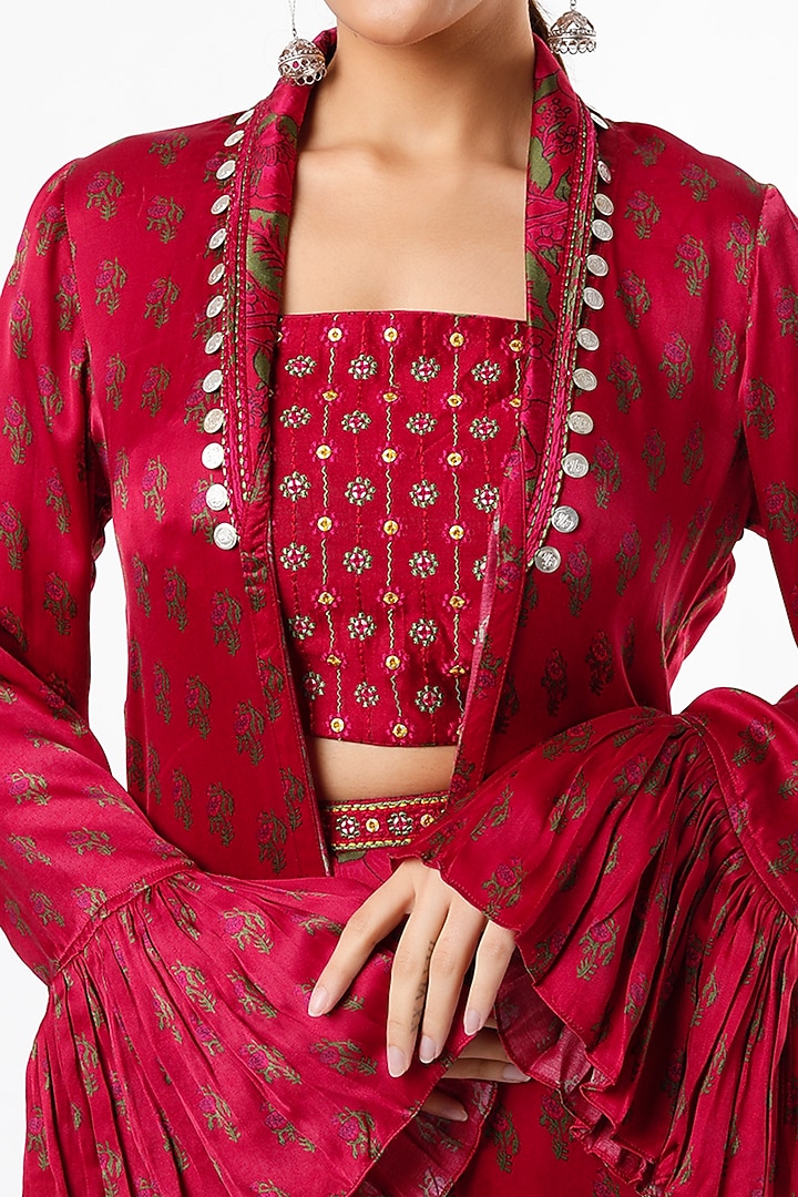 Red Cape Set With Coin Work by Punit Balana at Pernia's Pop Up Shop