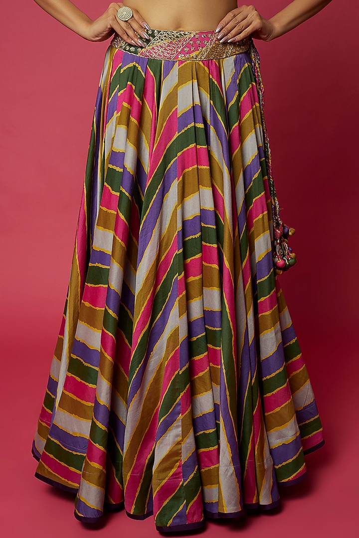 Multi-Colored Banarasi Silk & Organza Silk Wedding Lehenga Set by Punit Balana at Pernia's Pop Up Shop