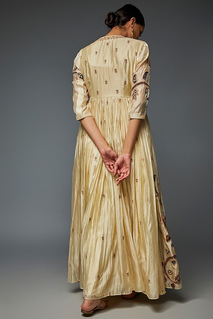 chanderi silk dress designs Beige Chanderi Silk Jacket Dress Design by Punit Balana at Pernia's Pop Up  Shop 2026