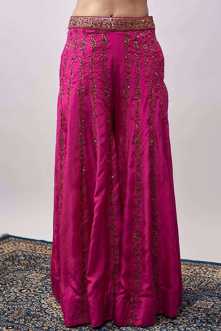 Gulabi Pink Silk Organza Coin Work Cape Set by Punit Balana at Pernia's Pop Up Shop