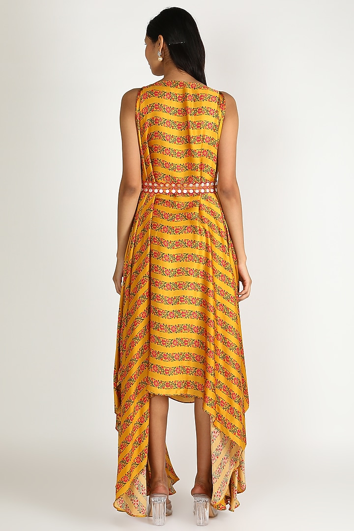 Mustard Silk Asymmetric Vacation Dress by Punit Balana at Pernia's Pop Up Shop