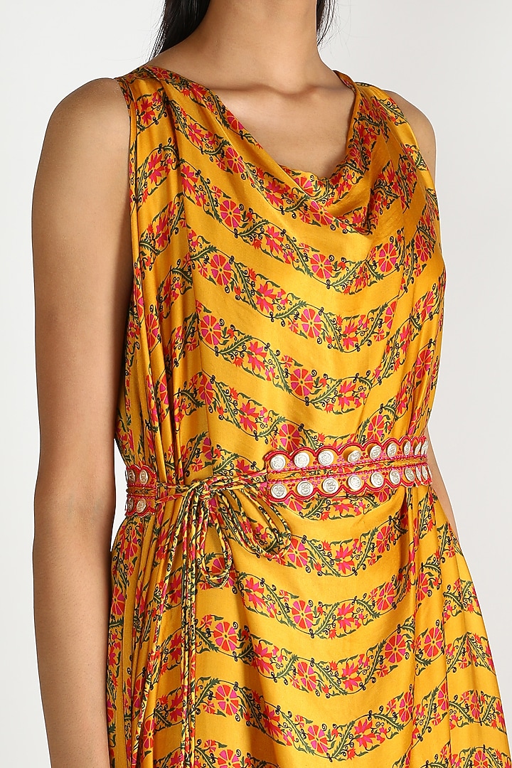 Mustard Silk Asymmetric Vacation Dress by Punit Balana at Pernia's Pop Up Shop