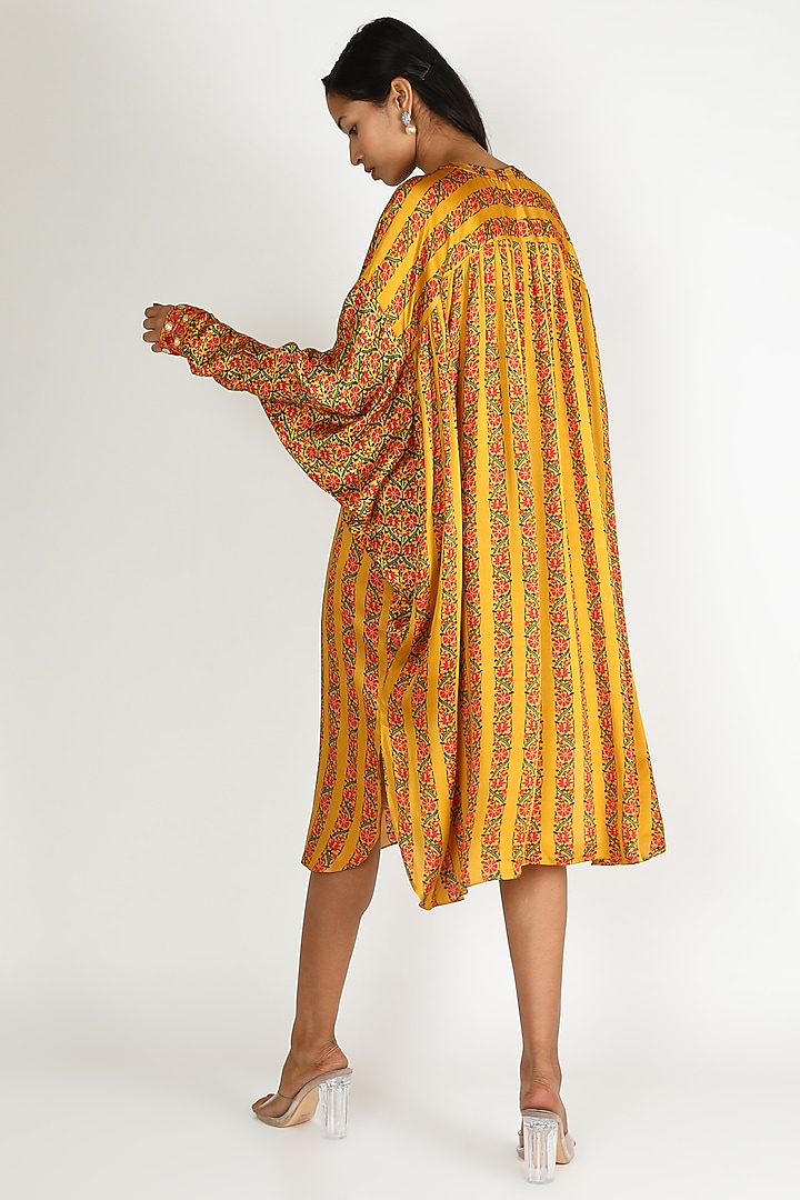 Mustard Satin Silk Tunic by Punit Balana at Pernia's Pop Up Shop