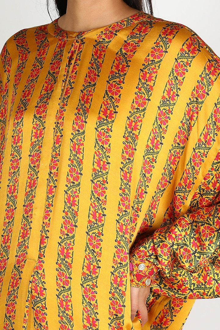 Mustard Satin Silk Tunic by Punit Balana at Pernia's Pop Up Shop