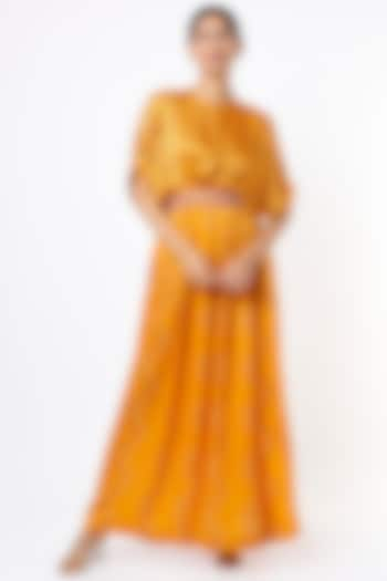 Mustard Embroidered Dress by Punit Balana at Pernia's Pop Up Shop