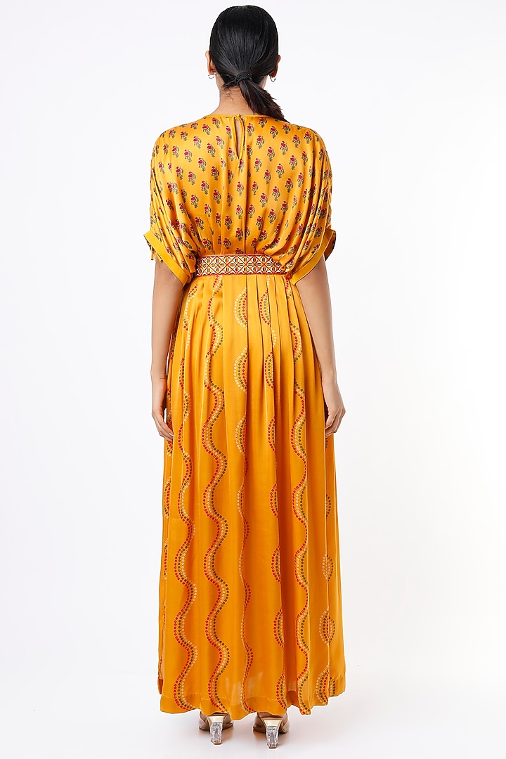 Mustard Embroidered Vacation Dress by Punit Balana at Pernia's Pop Up Shop