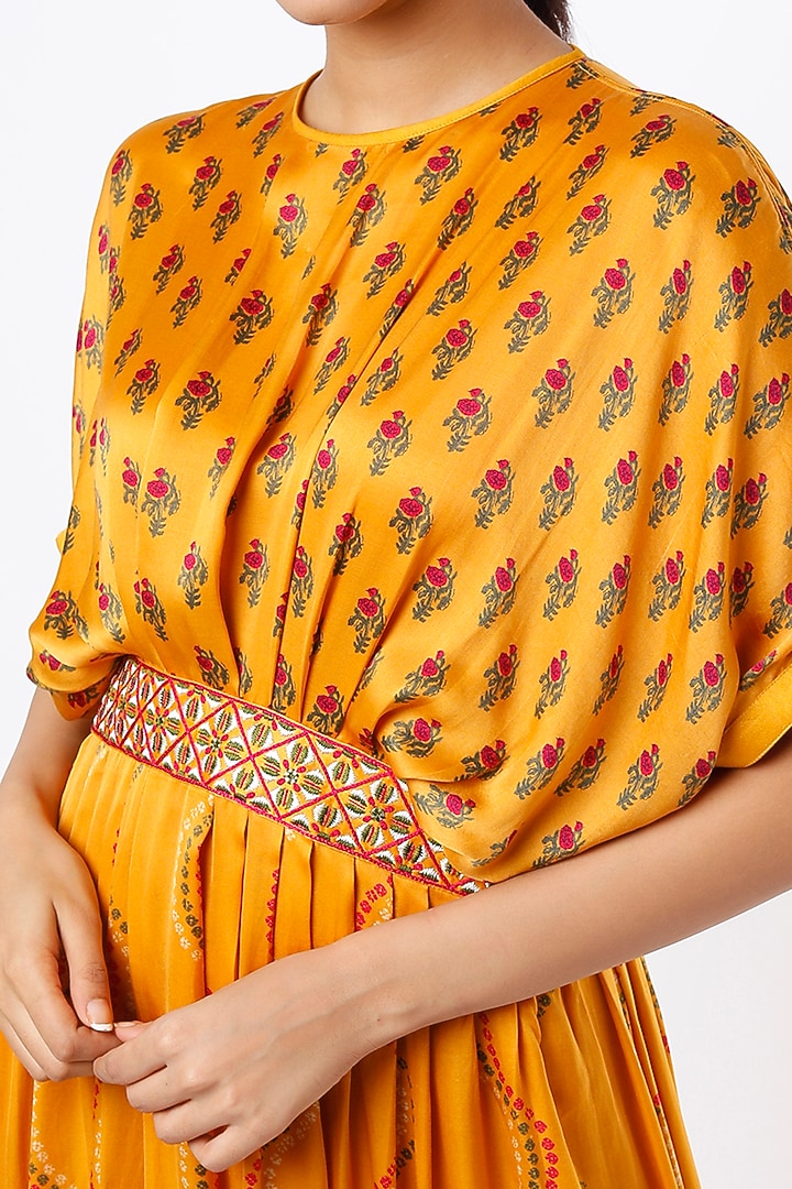 Mustard Embroidered Vacation Dress by Punit Balana at Pernia's Pop Up Shop