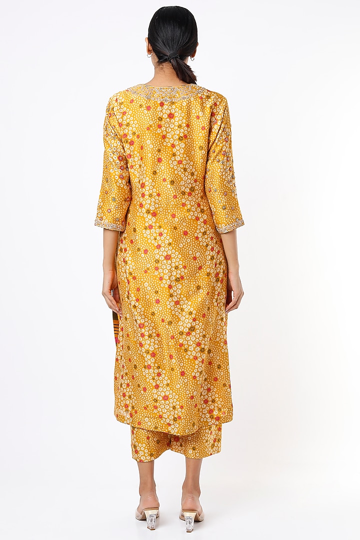 Mustard Embroidered Kurta Set by Punit Balana at Pernia's Pop Up Shop