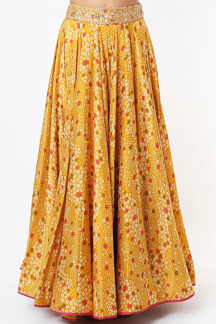 Mustard Printed Wedding Lehenga Set by Punit Balana at Pernia's Pop Up Shop
