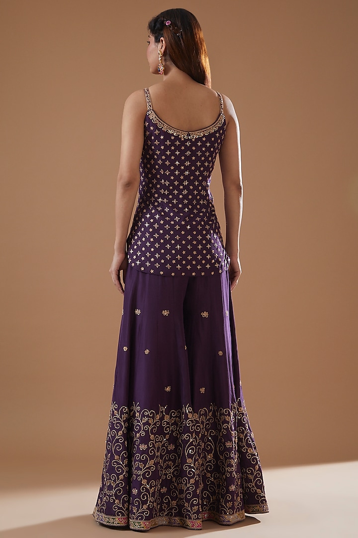 Purple Silk Organza Bridal Sharara Set by Punit Balana at Pernia's Pop Up Shop