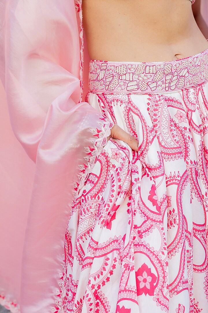 Ivory & Masoom Gulabi Silk Chanderi Printed Wedding Lehenga Set by Punit Balana at Pernia's Pop Up Shop