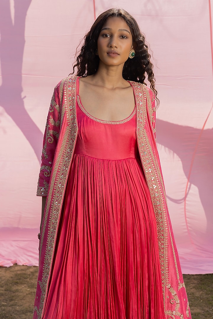 Moonga Raw Silk Marodi Work Jacket Set by Punit Balana at Pernia's Pop Up Shop