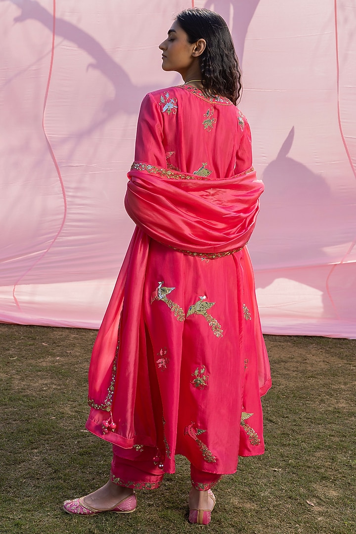 Moonga Silk Applique Patra Work Choga Kurta Set by Punit Balana at Pernia's Pop Up Shop