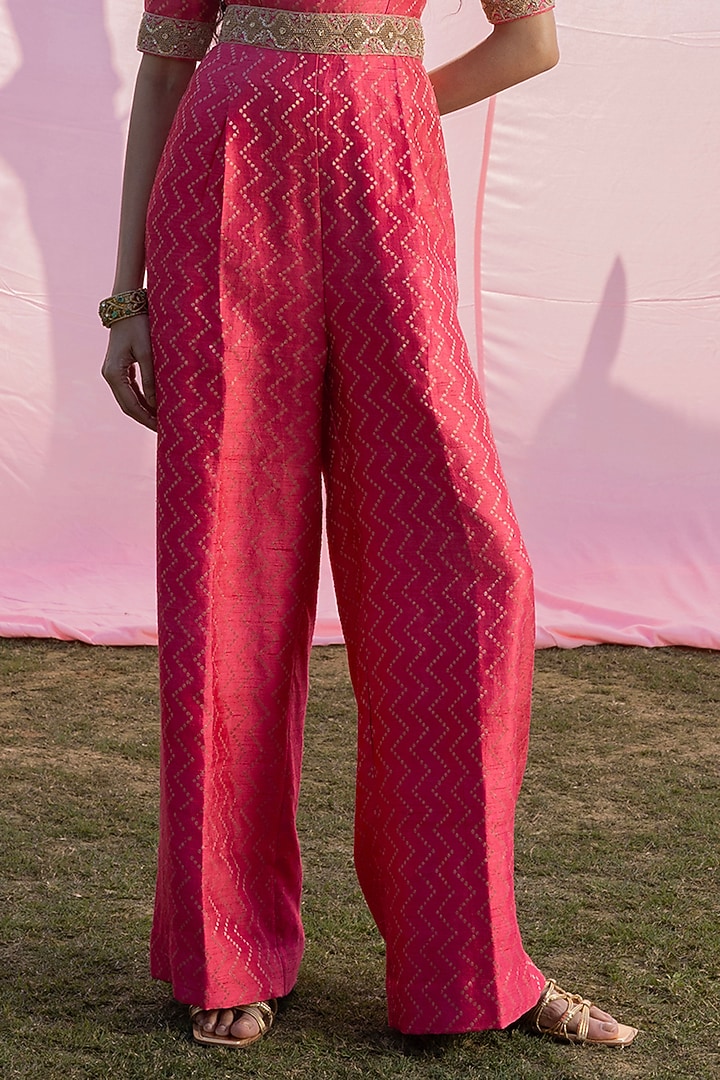 Moonga Banarasi Silk Zardosi Embroidered Jumpsuit by Punit Balana at Pernia's Pop Up Shop