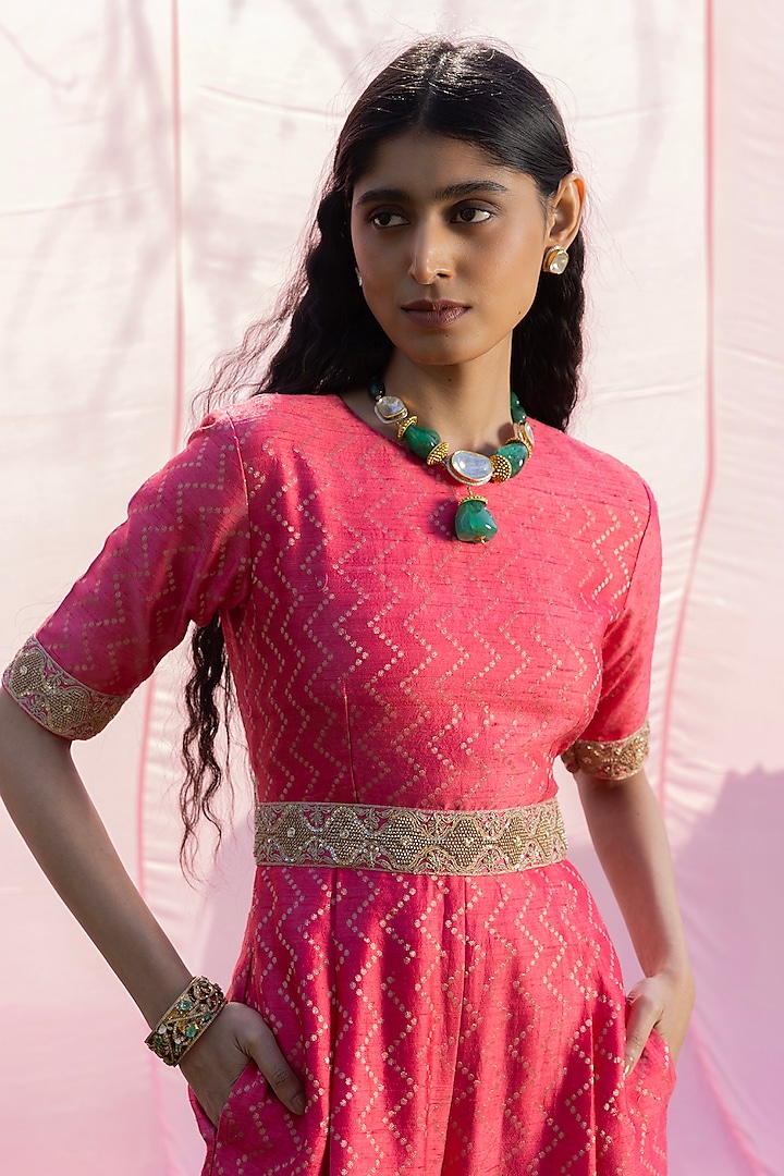 Moonga Banarasi Silk Zardosi Embroidered Jumpsuit by Punit Balana at Pernia's Pop Up Shop