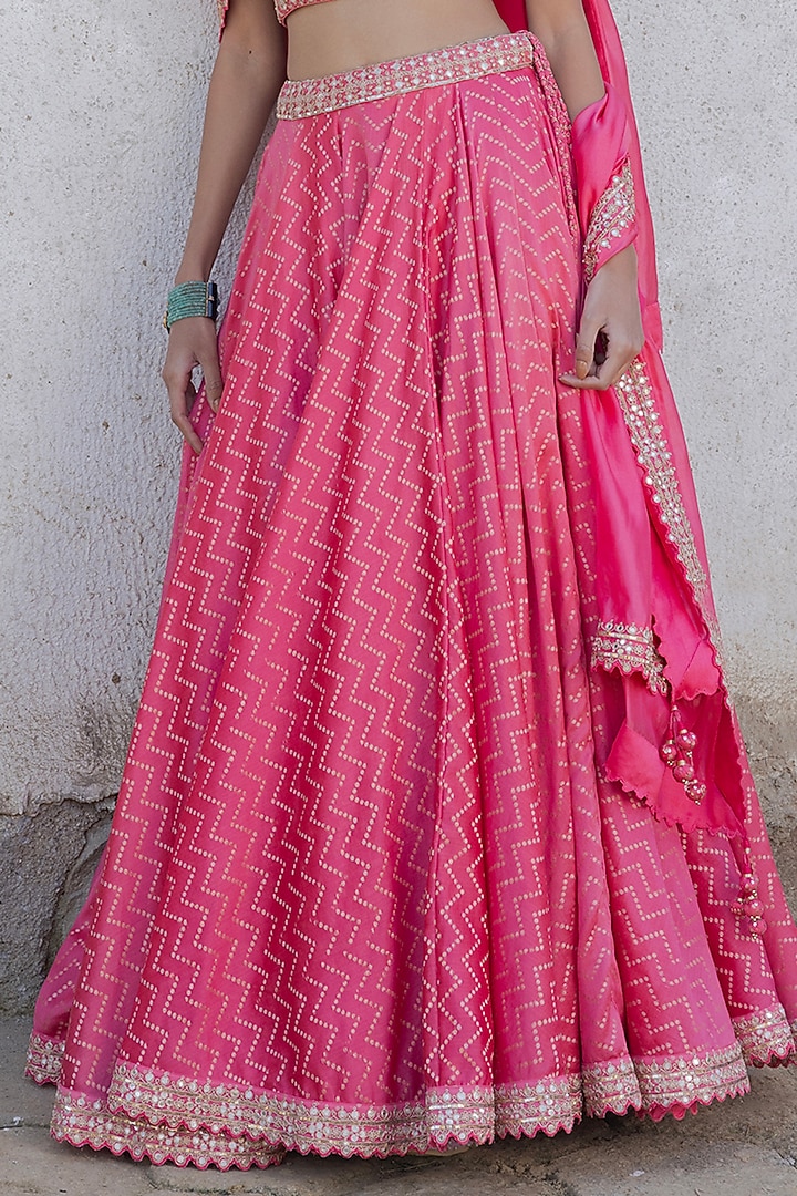 Moonga Silk Banarasi Zardosi Hand Embroidered Wedding Lehenga Set by Punit Balana at Pernia's Pop Up Shop