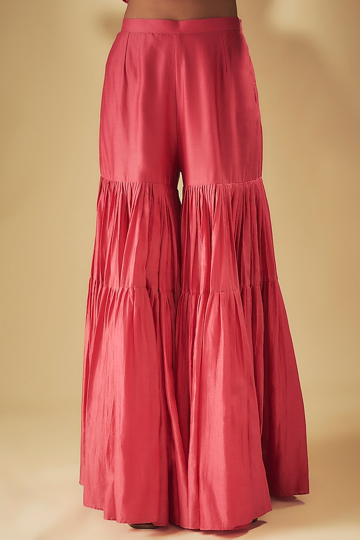 Pink Chanderi Silk Wedding Sharara Set by Punit Balana at Pernia's Pop Up Shop