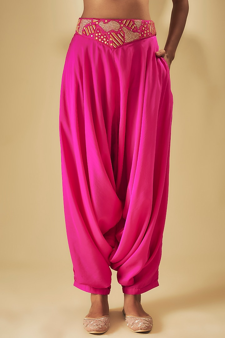 Pink Chanderi Silk Patchwork Jacket Set by Punit Balana at Pernia's Pop Up Shop
