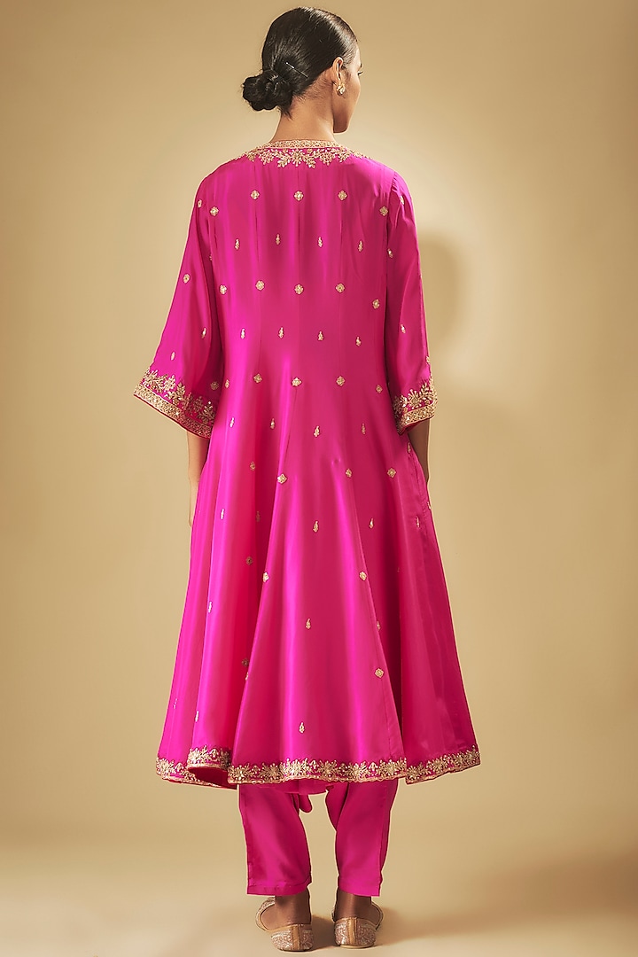 Pink Silk & Organza Silk Bridal Anarkali Set by Punit Balana at Pernia's Pop Up Shop