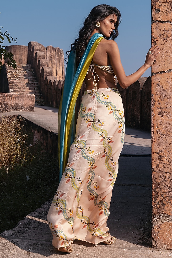 Multi-Colored Satin Printed Skirt Set by Punit Balana at Pernia's Pop Up Shop