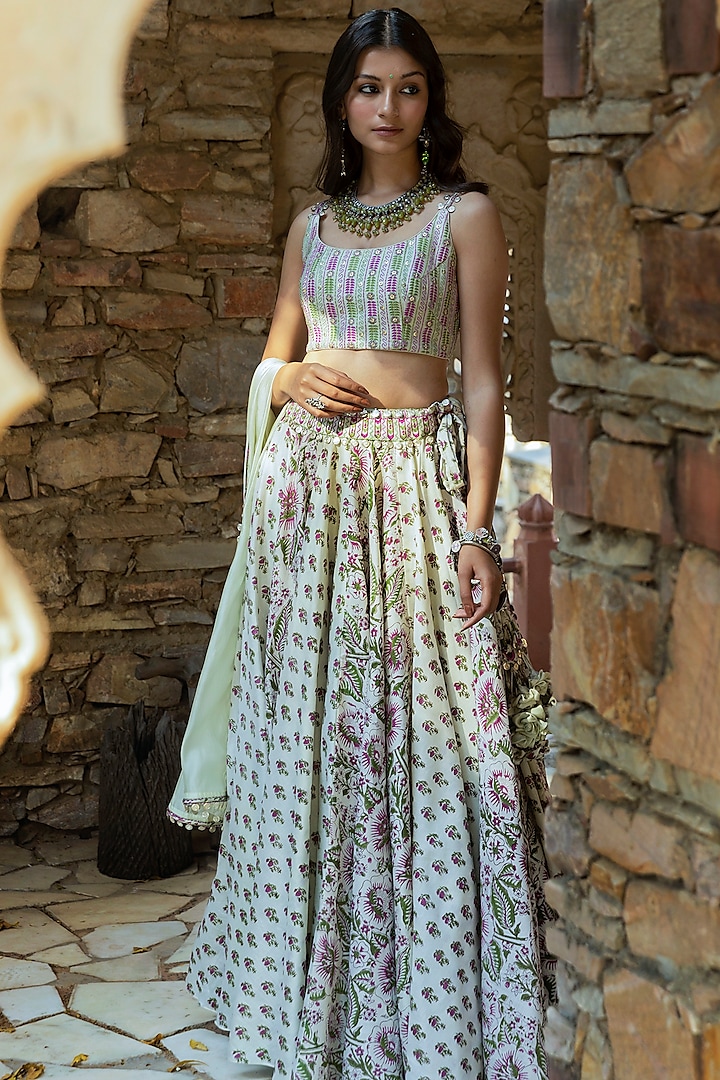 Mint Green embroidered Lehenga Set Design by Punit Balana at Pernia's ...