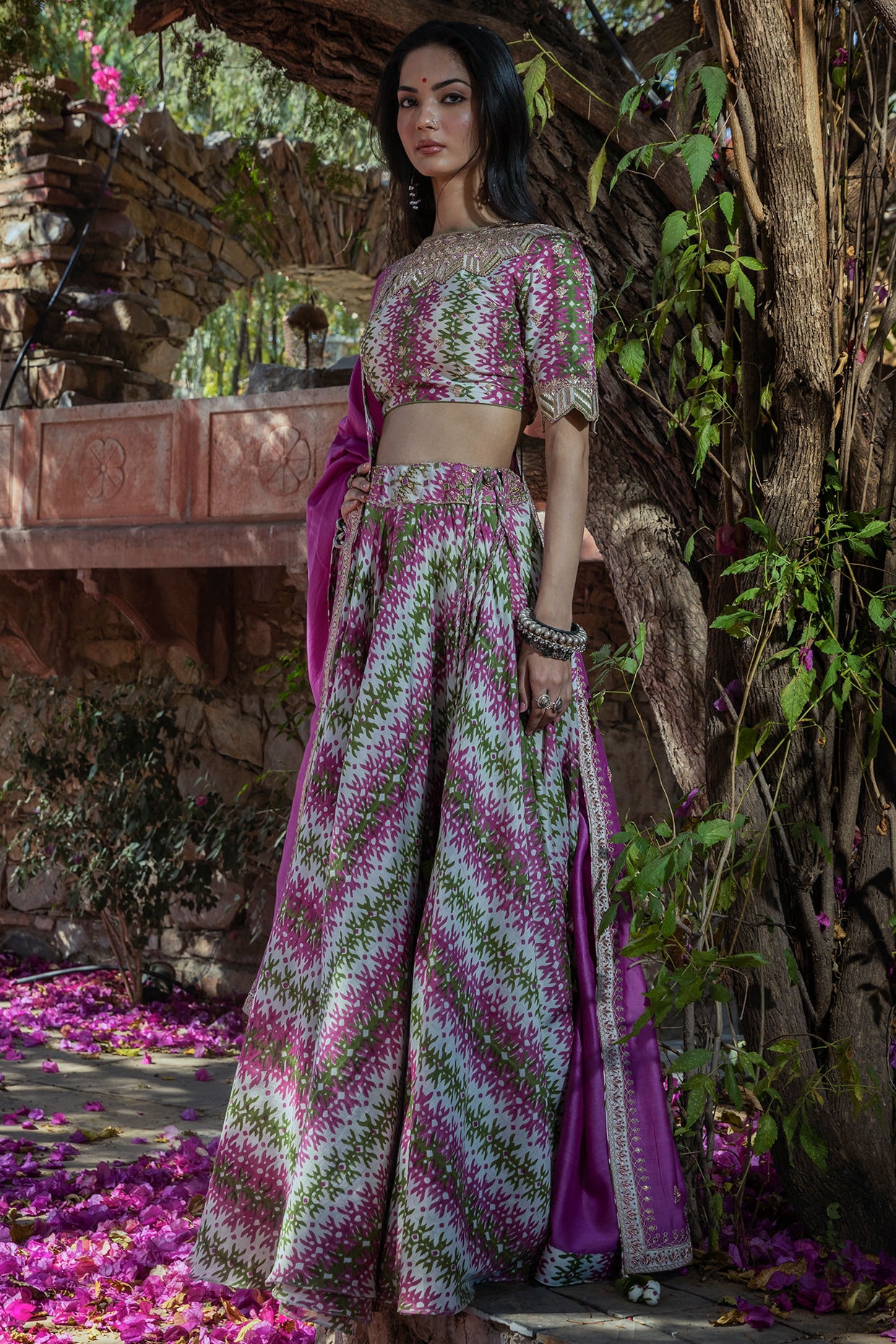 Green Weaving Jacquard Silk Trendy Lehenga Choli