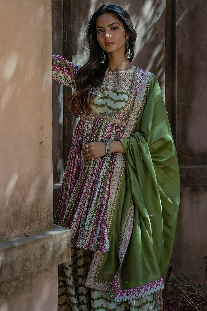 Mint Green Hand Embroidered Wedding Anarkali Set by Punit Balana at Pernia's Pop Up Shop