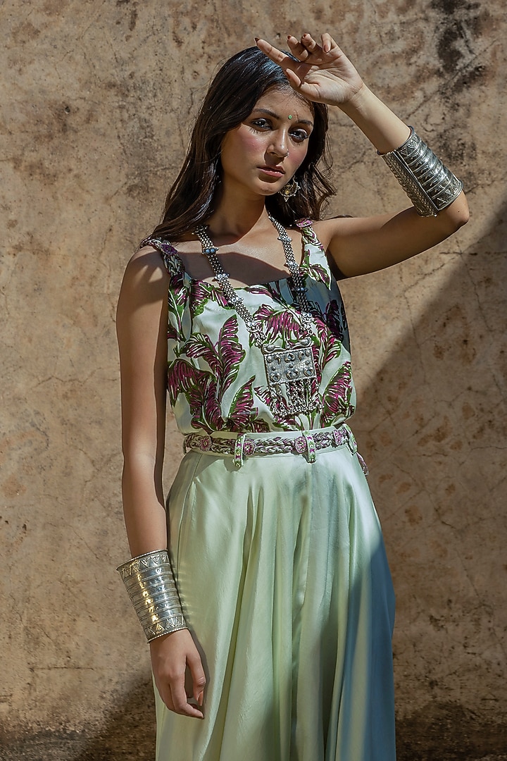 Mint Green Dhoti Set by Punit Balana at Pernia's Pop Up Shop