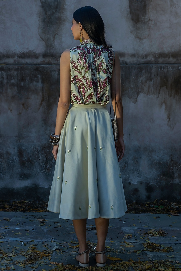Mint Green Printed Skirt Set by Punit Balana at Pernia's Pop Up Shop
