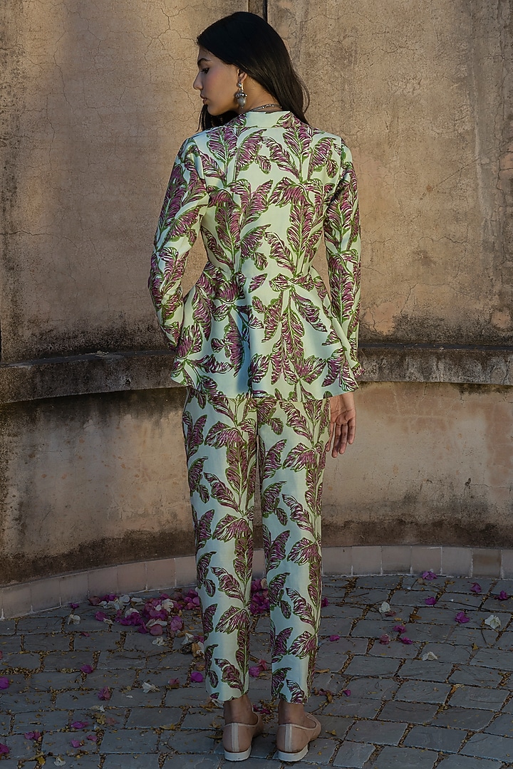 Mint Green Printed Pant Set by Punit Balana at Pernia's Pop Up Shop