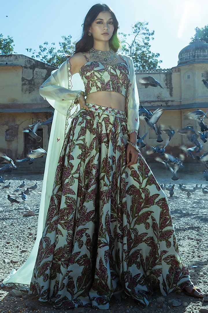 Mint Green Embroidered Wedding Lehenga Set by Punit Balana at Pernia's Pop Up Shop
