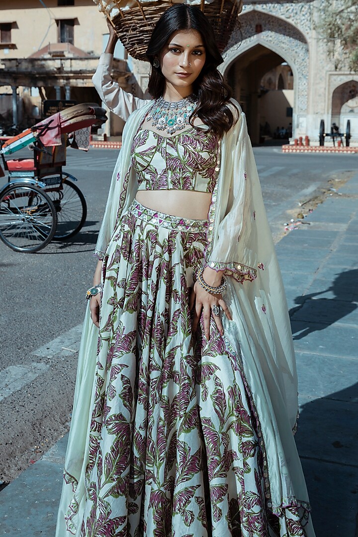 Mint Green Embroidered Wedding Lehenga Set by Punit Balana at Pernia's Pop Up Shop