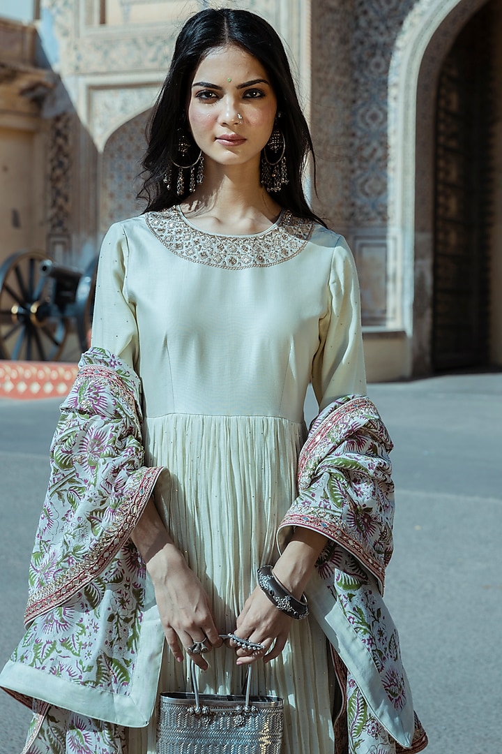 Mint Green Embroidered Wedding Anarkali Set by Punit Balana at Pernia's Pop Up Shop