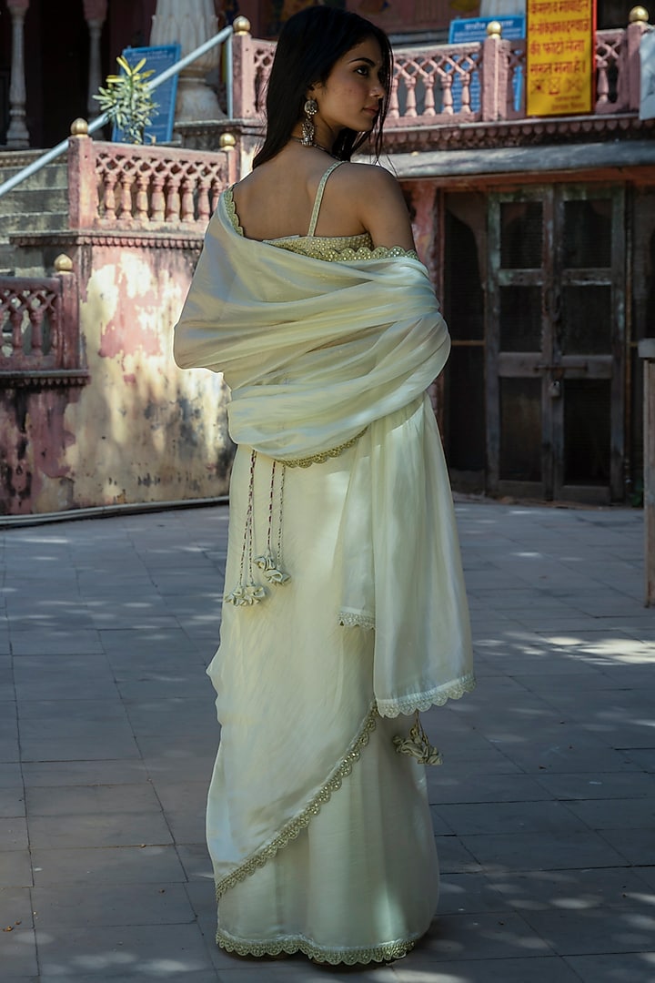 Mint Green Embroidered Wedding Saree by Punit Balana at Pernia's Pop Up Shop