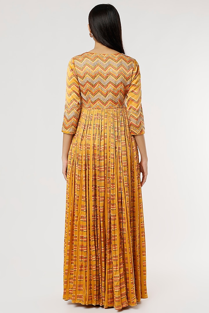 Mustard Printed Wedding Lehenga Set by Punit Balana at Pernia's Pop Up Shop