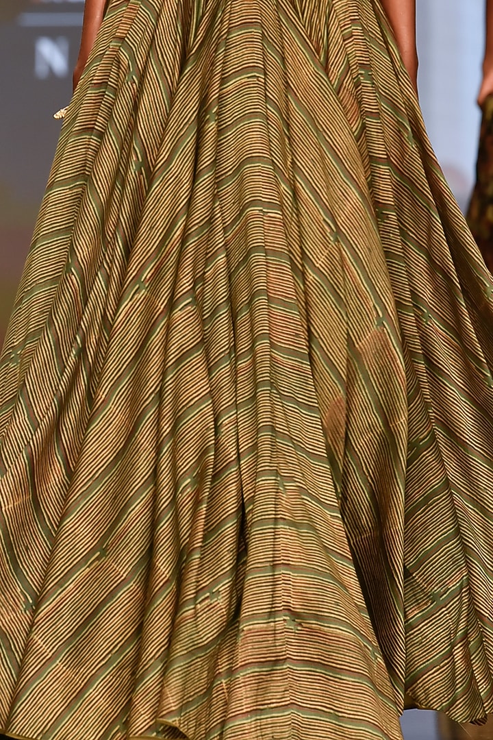 Deep Yellowish-Green Printed Skirt Set by Punit Balana at Pernia's Pop Up Shop