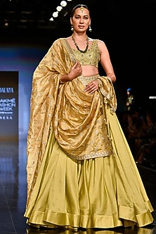 Dry Heena Green Embroidered Lehenga Set by Punit Balana-PUNIT BALANA