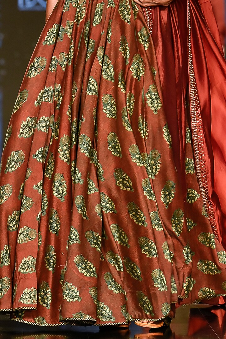 RED & BLACK HAND BLOCK PRINTED LEHENGA SET