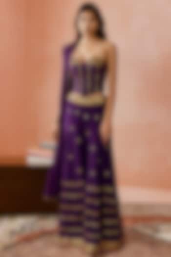 Baigani Silk Embroidered Bridal Sharara Set by Punit Balana at Pernia's Pop Up Shop