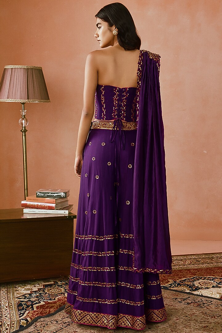 Baigani Silk Embroidered Bridal Sharara Set by Punit Balana at Pernia's Pop Up Shop