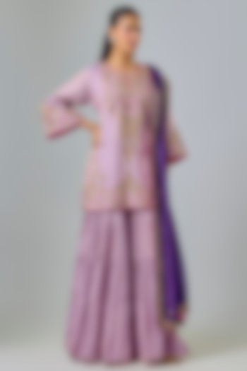 Lilac Banarasi Tissue Gharara Set by Punit Balana at Pernia's Pop Up Shop