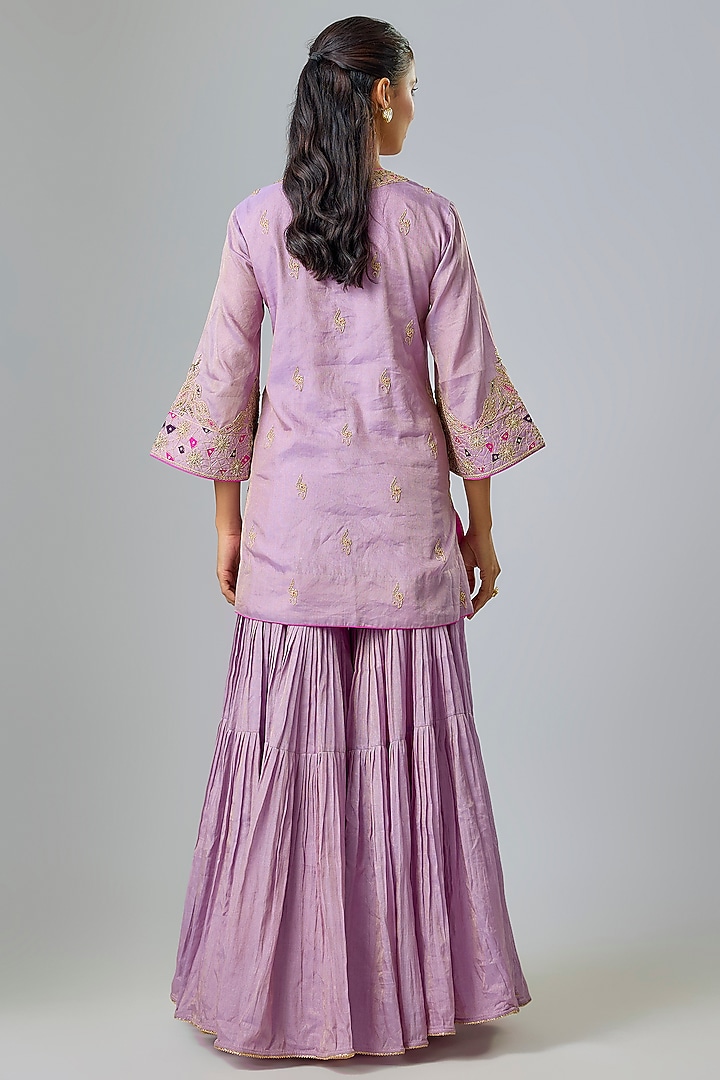 Lilac Banarasi Tissue Gharara Set by Punit Balana at Pernia's Pop Up Shop