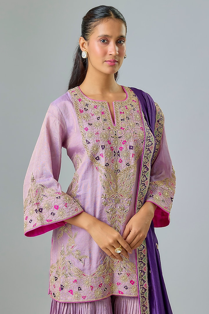Lilac Banarasi Tissue Gharara Set by Punit Balana at Pernia's Pop Up Shop